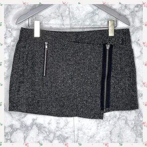Guess Black Herringbone Micro Mini Skirt Size 30 Wrap Zip Up Lined Y2K